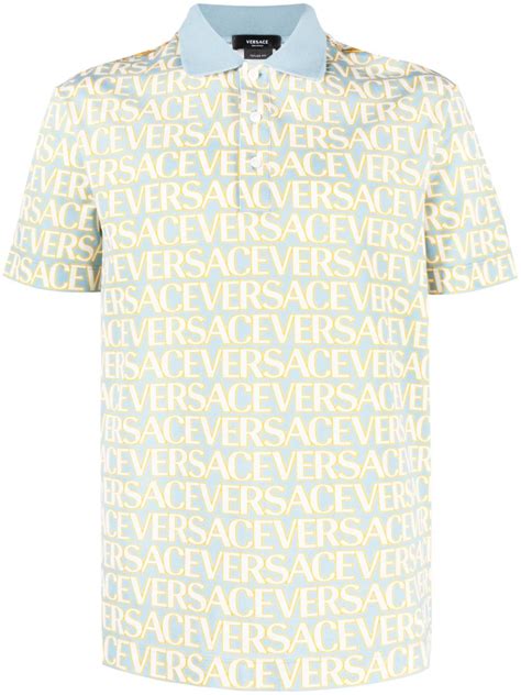 versace jeans short sleeve polo t shirt blue|Versace polo shirt price.